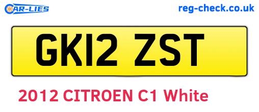 GK12ZST are the vehicle registration plates.