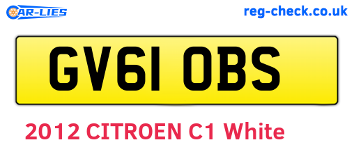 GV61OBS are the vehicle registration plates.