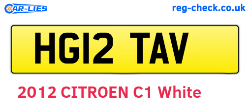 HG12TAV are the vehicle registration plates.