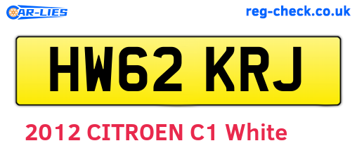 HW62KRJ are the vehicle registration plates.