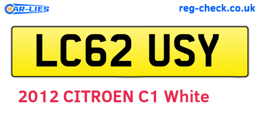 LC62USY are the vehicle registration plates.