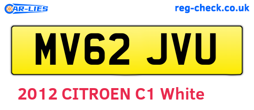 MV62JVU are the vehicle registration plates.