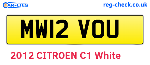 MW12VOU are the vehicle registration plates.