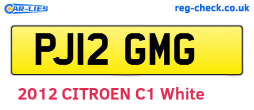 PJ12GMG are the vehicle registration plates.
