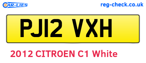 PJ12VXH are the vehicle registration plates.