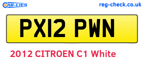 PX12PWN are the vehicle registration plates.