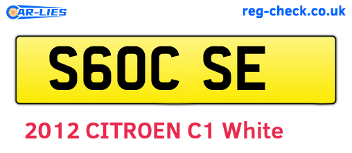 S60CSE are the vehicle registration plates.