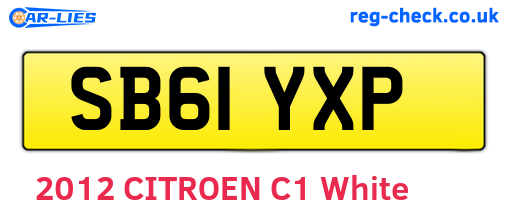 SB61YXP are the vehicle registration plates.
