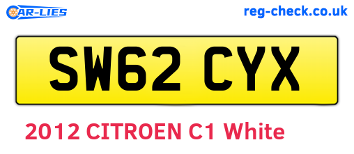 SW62CYX are the vehicle registration plates.
