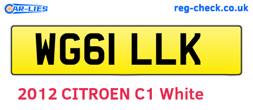 WG61LLK are the vehicle registration plates.