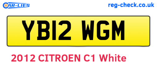 YB12WGM are the vehicle registration plates.