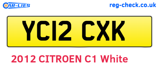 YC12CXK are the vehicle registration plates.