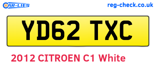 YD62TXC are the vehicle registration plates.