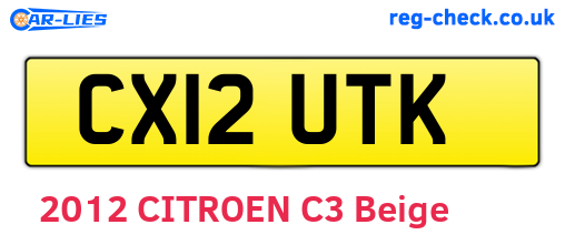 CX12UTK are the vehicle registration plates.