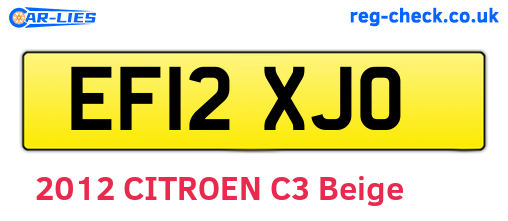 EF12XJO are the vehicle registration plates.