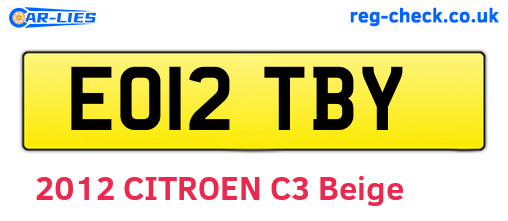 EO12TBY are the vehicle registration plates.