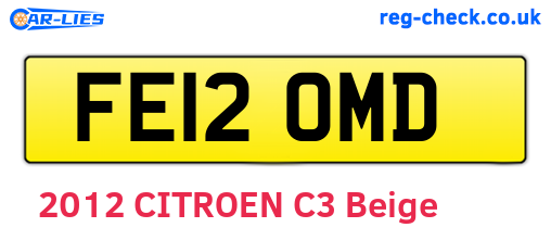 FE12OMD are the vehicle registration plates.