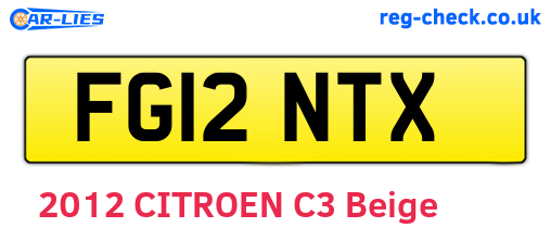 FG12NTX are the vehicle registration plates.