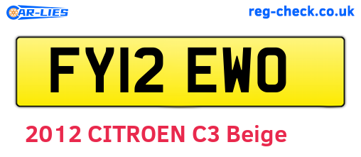 FY12EWO are the vehicle registration plates.