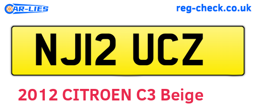 NJ12UCZ are the vehicle registration plates.