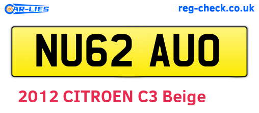 NU62AUO are the vehicle registration plates.