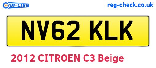 NV62KLK are the vehicle registration plates.