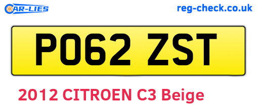 PO62ZST are the vehicle registration plates.