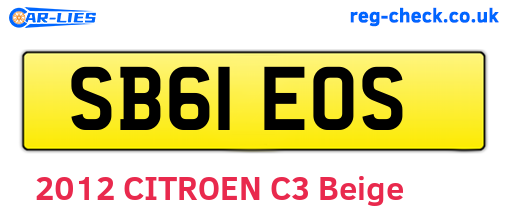 SB61EOS are the vehicle registration plates.