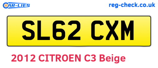 SL62CXM are the vehicle registration plates.