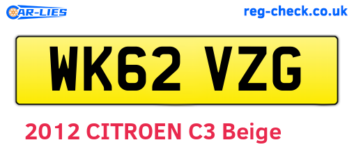 WK62VZG are the vehicle registration plates.