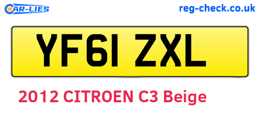 YF61ZXL are the vehicle registration plates.