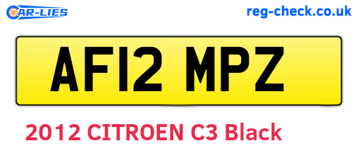 AF12MPZ are the vehicle registration plates.