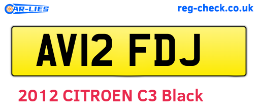 AV12FDJ are the vehicle registration plates.