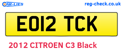 EO12TCK are the vehicle registration plates.