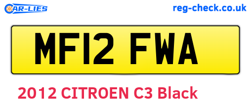 MF12FWA are the vehicle registration plates.