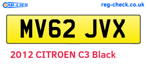 MV62JVX are the vehicle registration plates.