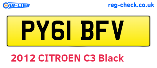 PY61BFV are the vehicle registration plates.
