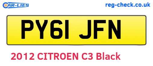PY61JFN are the vehicle registration plates.