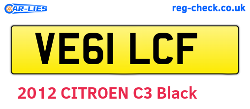 VE61LCF are the vehicle registration plates.