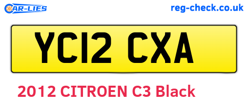 YC12CXA are the vehicle registration plates.