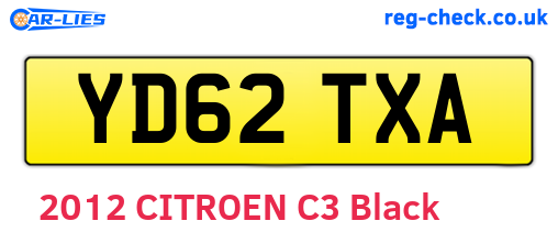 YD62TXA are the vehicle registration plates.