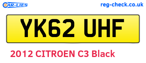 YK62UHF are the vehicle registration plates.