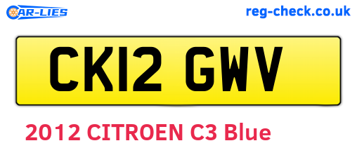 CK12GWV are the vehicle registration plates.