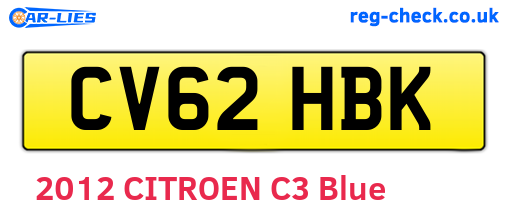 CV62HBK are the vehicle registration plates.