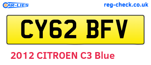 CY62BFV are the vehicle registration plates.