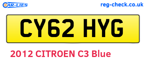 CY62HYG are the vehicle registration plates.