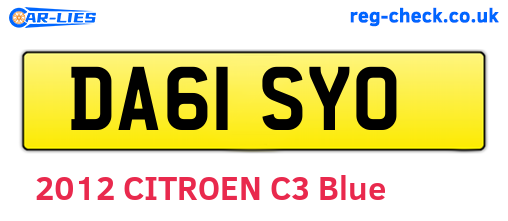 DA61SYO are the vehicle registration plates.