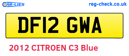 DF12GWA are the vehicle registration plates.