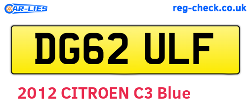 DG62ULF are the vehicle registration plates.