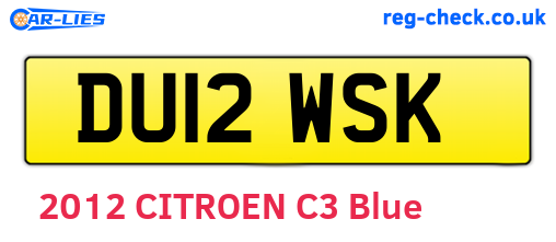 DU12WSK are the vehicle registration plates.